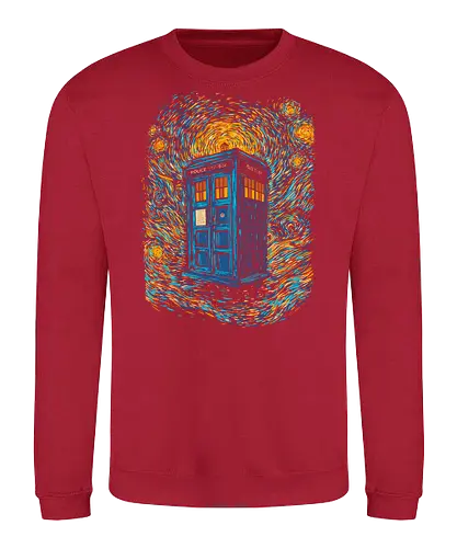 Starry blue box-remix - Doctor, Van Gogh, painting, whovian, tardis, scifi, tv show, who, pop culture, cult tv - Sweatshirt