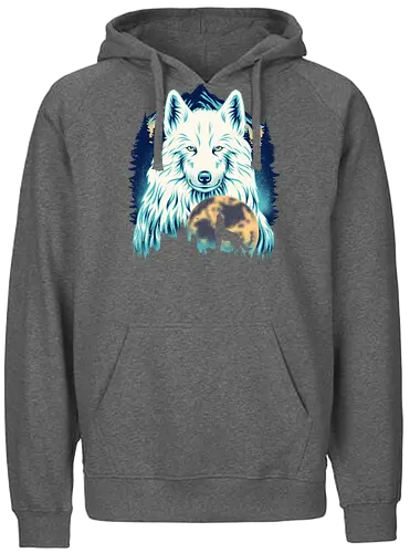 Snow Wolf - Wolf, Snow, Winter - Fairtrade Hoodie