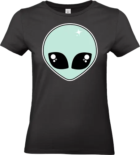 Alien - alien, kawaii, cute, alien head, adorable, pastel goth, pastel green, green, pastel goth alien, spooky cute - Standard T-Shirt (Women)