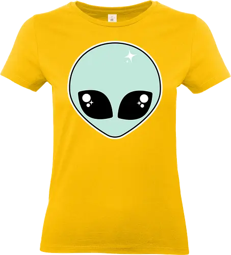 Alien - alien, kawaii, cute, alien head, adorable, pastel goth, pastel green, green, pastel goth alien, spooky cute - Standard T-Shirt (Women)