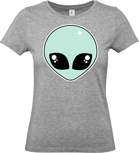 Alien - alien, kawaii, cute, alien head, adorable, pastel goth, pastel green, green, pastel goth alien, spooky cute - Standard T-Shirt (Women)