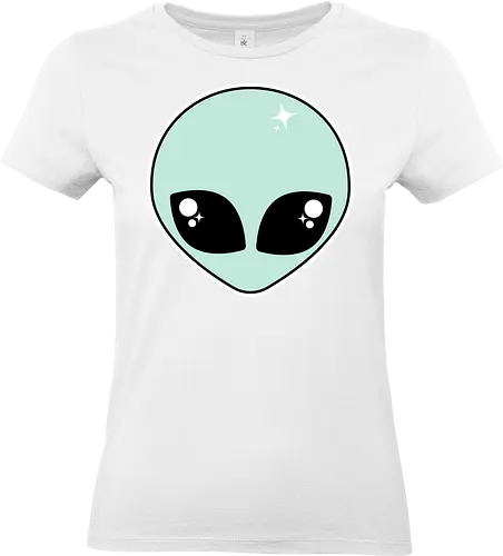 Alien - alien, kawaii, cute, alien head, adorable, pastel goth, pastel green, green, pastel goth alien, spooky cute - Standard T-Shirt (Women)