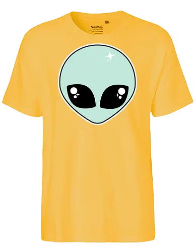 Alien - alien, kawaii, cute, alien head, adorable, pastel goth, pastel green, green, pastel goth alien, spooky cute - Fairtrade T-Shirt