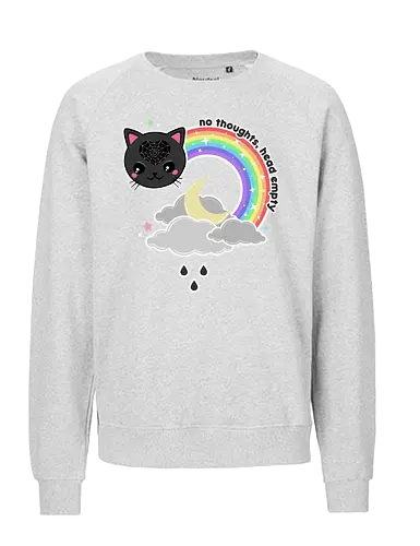 No Thoughts Head Empty  - no thoughts, head empty, kawaii, cat, pastel goth, creepy cute, rainbow, spiderweb, spooky cute, spooky, creepy cute, creepy - Fairtrade Sweatshirt