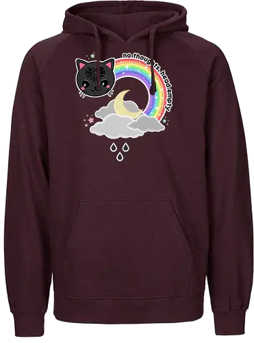 No Thoughts Head Empty  - no thoughts, head empty, kawaii, cat, pastel goth, creepy cute, rainbow, spiderweb, spooky cute, spooky, creepy cute, creepy - Fairtrade Hoodie