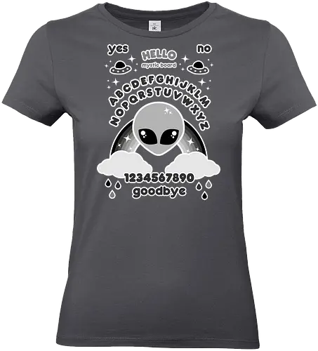 Kawaii Ouija Board  - Kawaii Ouija Board, kawaii, ouija board, ouija, alien, black and white, mystic, magical, magic, witchcraft, hello, goodbye - Standard T-Shirt (Women)
