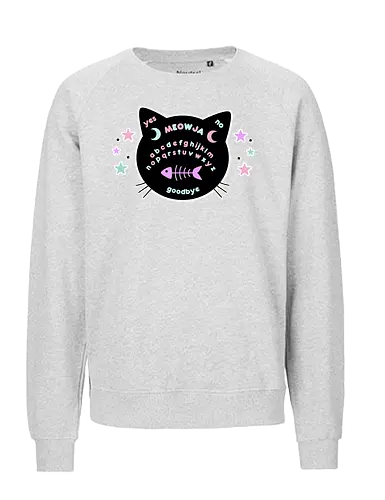 Meowja - meowja, ouija, ouija board, creepy cute, pastel goth, spooky cute, kawaii goth, pastel ouija board, cat - Fairtrade Sweatshirt