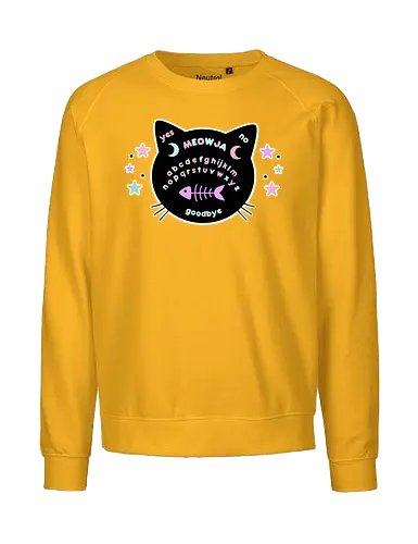 Meowja - meowja, ouija, ouija board, creepy cute, pastel goth, spooky cute, kawaii goth, pastel ouija board, cat - Fairtrade Sweatshirt