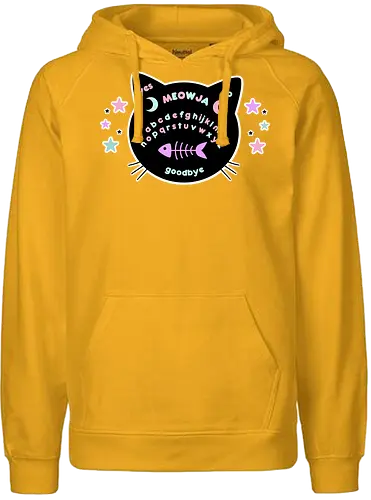 Meowja - meowja, ouija, ouija board, creepy cute, pastel goth, spooky cute, kawaii goth, pastel ouija board, cat - Fairtrade Hoodie