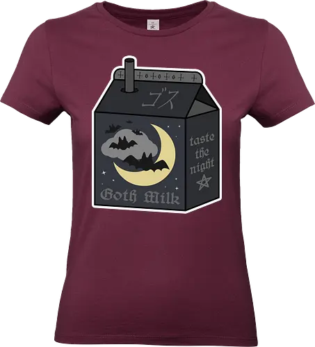 Goth Milk - goth milk, milk, milk carton, kawaii milk, kawaii, pastel goth, creepy cute, bats, moon, black, black milk, spooky, scary, creepy, creepy cute milk, gothic milk - Standard T-Shirt (Women)