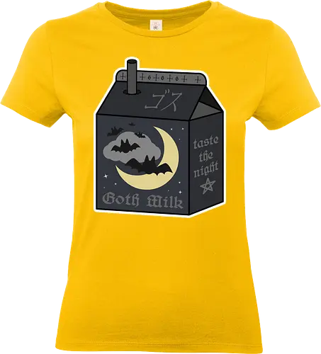 Goth Milk - goth milk, milk, milk carton, kawaii milk, kawaii, pastel goth, creepy cute, bats, moon, black, black milk, spooky, scary, creepy, creepy cute milk, gothic milk - Standard T-Shirt (Women)