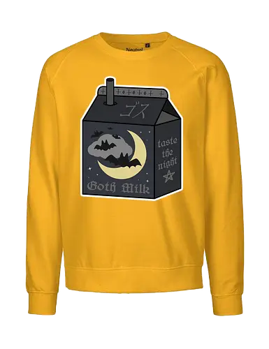 Goth Milk - goth milk, milk, milk carton, kawaii milk, kawaii, pastel goth, creepy cute, bats, moon, black, black milk, spooky, scary, creepy, creepy cute milk, gothic milk - Fairtrade Sweatshirt