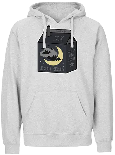 Goth Milk - goth milk, milk, milk carton, kawaii milk, kawaii, pastel goth, creepy cute, bats, moon, black, black milk, spooky, scary, creepy, creepy cute milk, gothic milk - Fairtrade Hoodie