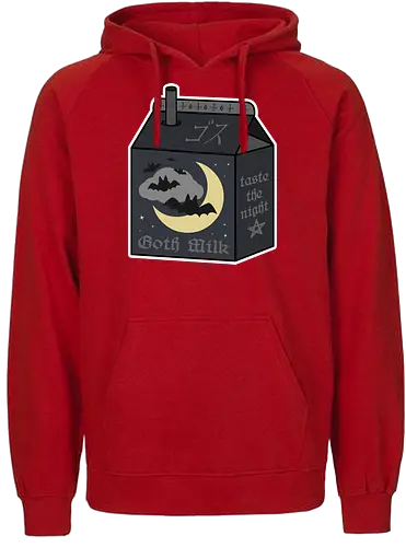 Goth Milk - goth milk, milk, milk carton, kawaii milk, kawaii, pastel goth, creepy cute, bats, moon, black, black milk, spooky, scary, creepy, creepy cute milk, gothic milk - Fairtrade Hoodie