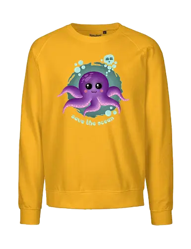 Save The Ocean  - Save The Ocean, octopus, kawaii, kawaii octopus, purple octopus, skull, cute, creepy cute, kawaii goth, pastel goth, ocean life, summer - Fairtrade Sweatshirt
