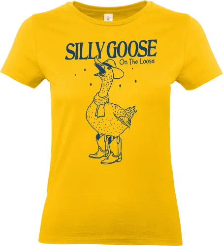 Silly Goose On The Loose - silly goose, on the loose, goose, duck, bird, minimalist, meme, humor, funny, western, cowboy - Standard T-Shirt (Women)