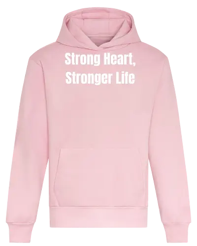 Strong Heart, Stronger Life - motivational, phrase, white letters, inspiration, minimalism, typography, wellness, positivity - Heavyweight Hoodie