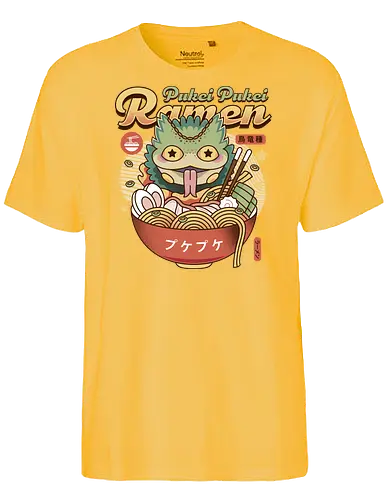 Pukei Pukei Ramen Vintage - pukei pukei, pukei, pukeipukei, bird, monster, bird wyvern, monster, hunting, world, wilds, game, gamer, gaming, gamers, video game, video games, beast, poison, paolumu, iceborne, palico, wyvern, bazelgeuse, rajang, kushala daora, ramen, noodles, ramen bowl, japan, japanese food - Fairtrade T-Shirt