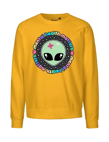 Mental Health Matters Alien  - mental health matters, mental health, alien, kawaii alien, pastel goth, kawaii goth, pastel grunge, quote, saying, health, cute alien, spooky cute, pastel green - Fairtrade Sweatshirt