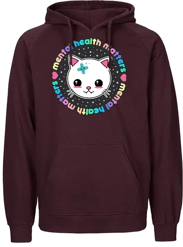 Mental Health Matters Cat - mental health matters, mental health, kawaii cat, health, cat, kawaii, pastel goth, kawaii goth, colorful, quote, saying, cute cat, pastel goth cat - Fairtrade Hoodie