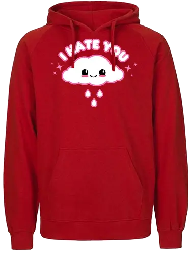 Hate Cloud  - hate cloud, i hate you, pastel goth, kawaii goth, cute cloud, cloud, cute, kawaii, pink cloud, funny cloud, quote, saying, funny - Fairtrade Hoodie