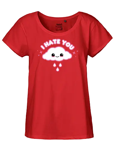 Hate Cloud  - hate cloud, i hate you, pastel goth, kawaii goth, cute cloud, cloud, cute, kawaii, pink cloud, funny cloud, quote, saying, funny - Fairtrade Girl Shirt