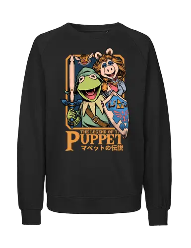 Legend of the Puppet - Puppets, Puppet, Tv Show, Video Games, Video Game, Game, Classic, Retro, Retro Vintage, Vintage, frog, pig, Bear, princess, warrior, fairy. - Fairtrade Sweatshirt