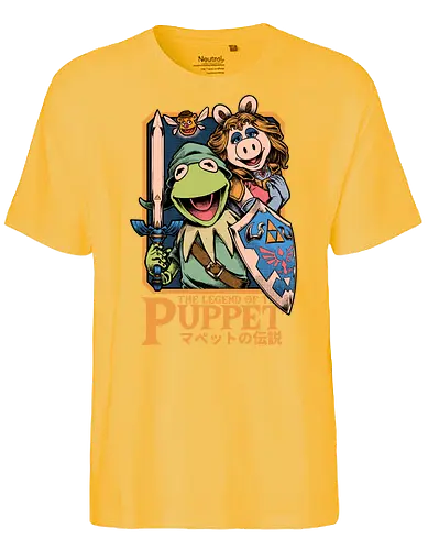 Legend of the Puppet - Puppets, Puppet, Tv Show, Video Games, Video Game, Game, Classic, Retro, Retro Vintage, Vintage, frog, pig, Bear, princess, warrior, fairy. - Fairtrade T-Shirt