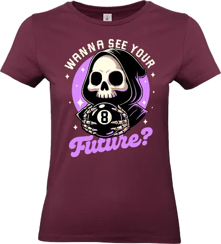 Skull Luck Ball - magic, 8 ball, billiard, magic, magical, skull, skeleton, sarcasm, irony, death, reaper, Grim Reaper, soul, soul reaper, video game, toy, retro, vintage, kids' toys, fortune-telling, advice - Standard T-Shirt (Women)