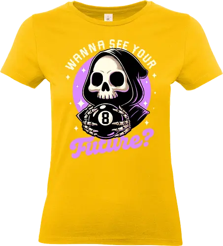 Skull Luck Ball - magic, 8 ball, billiard, magic, magical, skull, skeleton, sarcasm, irony, death, reaper, Grim Reaper, soul, soul reaper, video game, toy, retro, vintage, kids' toys, fortune-telling, advice - Standard T-Shirt (Women)
