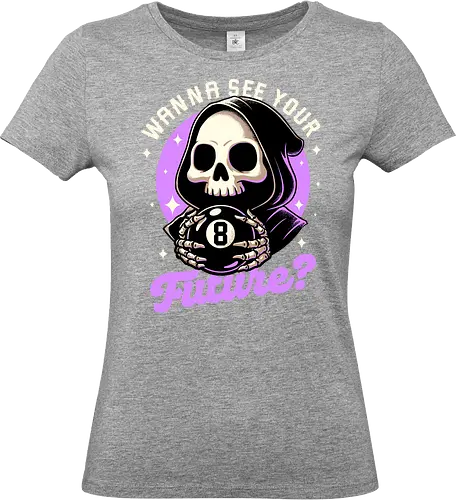 Skull Luck Ball - magic, 8 ball, billiard, magic, magical, skull, skeleton, sarcasm, irony, death, reaper, Grim Reaper, soul, soul reaper, video game, toy, retro, vintage, kids' toys, fortune-telling, advice - Standard T-Shirt (Women)