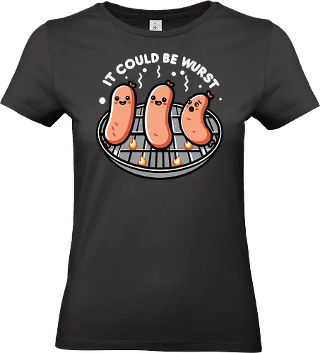 It could be wurst - sausages, grill, humor, flames, cartoon, smiling, phrase, culinary, playful - Standard T-Shirt (Women)
