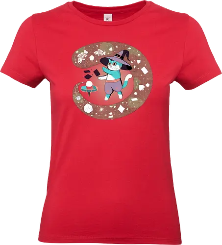 The Fortune Teller Cat - cat, magic, witchy, crystal ball, fortune teller, mystical, witch cat, tarot, spooky, occult, feline magic, cartoon cat, cute witch, esoteric, kawaii cat - Standard T-Shirt (Women)