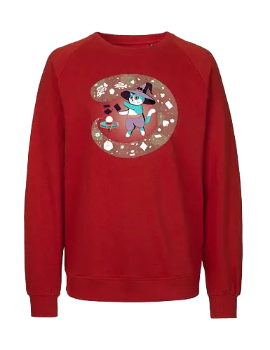 The Fortune Teller Cat - cat, magic, witchy, crystal ball, fortune teller, mystical, witch cat, tarot, spooky, occult, feline magic, cartoon cat, cute witch, esoteric, kawaii cat - Fairtrade Sweatshirt