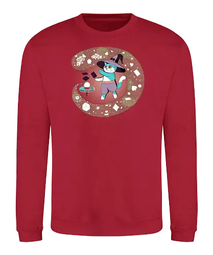 The Fortune Teller Cat - cat, magic, witchy, crystal ball, fortune teller, mystical, witch cat, tarot, spooky, occult, feline magic, cartoon cat, cute witch, esoteric, kawaii cat - Sweatshirt