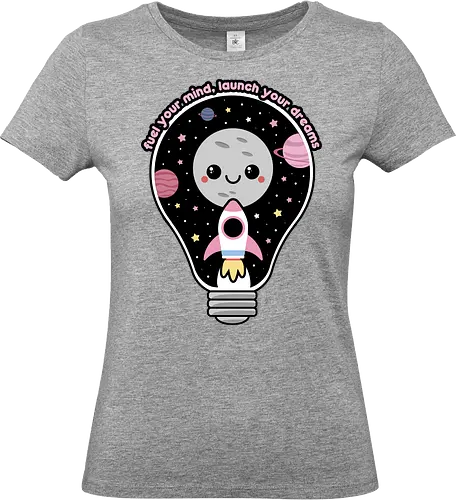 Kawaii Space Lightbulb - kawaii goth, cute, cute lightbulb, quote, saying, moon, stars, planets, space rocket, kawaii, space, lightbulb, kawaii lightbulb, pastel goth, pastel grunge - Standard T-Shirt (Women)