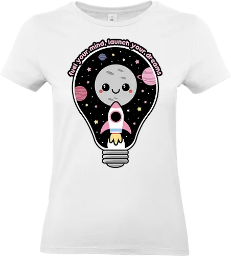 Kawaii Space Lightbulb - kawaii goth, cute, cute lightbulb, quote, saying, moon, stars, planets, space rocket, kawaii, space, lightbulb, kawaii lightbulb, pastel goth, pastel grunge - Standard T-Shirt (Women)