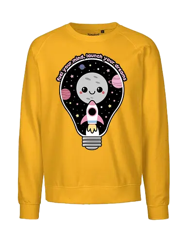 Kawaii Space Lightbulb - kawaii goth, cute, cute lightbulb, quote, saying, moon, stars, planets, space rocket, kawaii, space, lightbulb, kawaii lightbulb, pastel goth, pastel grunge - Fairtrade Sweatshirt