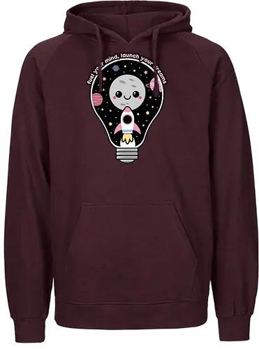 Kawaii Space Lightbulb - kawaii goth, cute, cute lightbulb, quote, saying, moon, stars, planets, space rocket, kawaii, space, lightbulb, kawaii lightbulb, pastel goth, pastel grunge - Fairtrade Hoodie