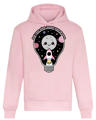 Kawaii Space Lightbulb - kawaii goth, cute, cute lightbulb, quote, saying, moon, stars, planets, space rocket, kawaii, space, lightbulb, kawaii lightbulb, pastel goth, pastel grunge - Heavyweight Hoodie