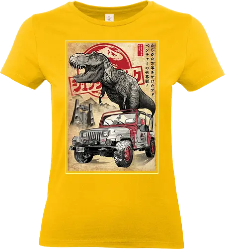 Jurassic woodblock - Jurassic, jurassic world, dinosaurs, t rex, japan, japanese art, action movies - Standard T-Shirt (Women)