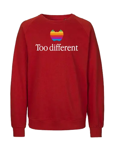 Too Different! - apple, geek, tech, nerd, computers, logo, retro, mashup, vintage, 80s - Fairtrade Sweatshirt