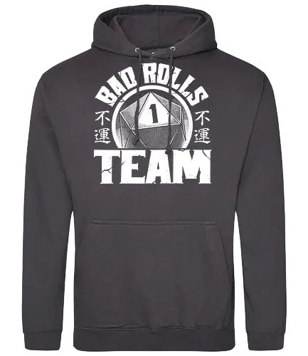 RPG - Bad Rolls Team - rpg, role-playing game, tabletop, japanese kanji, street wear style, fantasy, adventure, d20 dice - Standard Hoodie