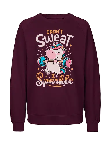 Unicorn Workout Mode - cute unicorn, workout, lifting weights, gym, workout motivation, sweat, funny, magical, strong, sparkle, bodybuilding - Fairtrade Sweatshirt