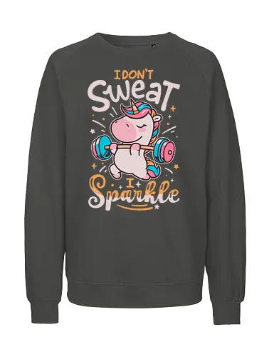 Unicorn Workout Mode - cute unicorn, workout, lifting weights, gym, workout motivation, sweat, funny, magical, strong, sparkle, bodybuilding - Fairtrade Sweatshirt
