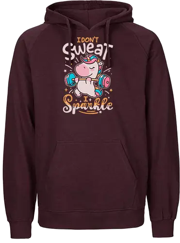 Unicorn Workout Mode - cute unicorn, workout, lifting weights, gym, workout motivation, sweat, funny, magical, strong, sparkle, bodybuilding - Fairtrade Hoodie