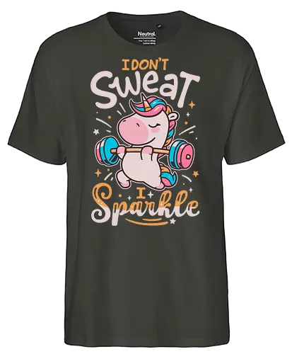 Unicorn Workout Mode - cute unicorn, workout, lifting weights, gym, workout motivation, sweat, funny, magical, strong, sparkle, bodybuilding - Fairtrade T-Shirt