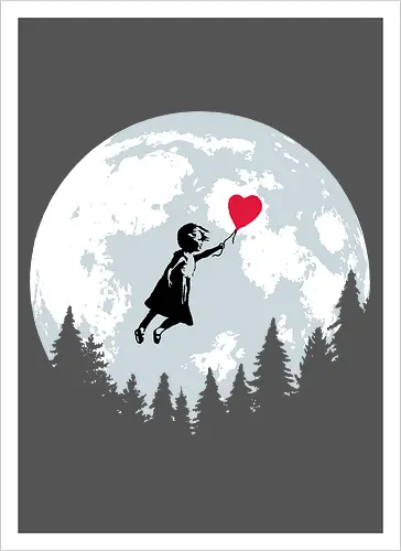 Girl with balloon flying