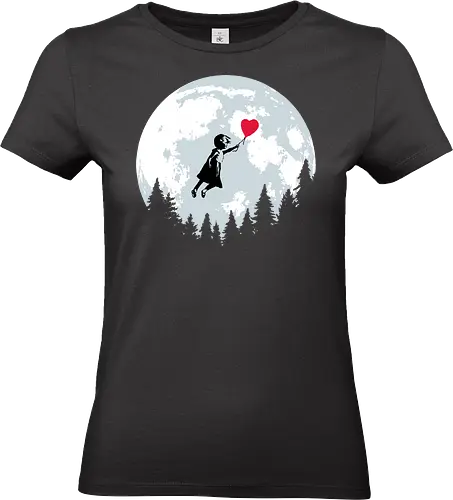 Girl with balloon flying - Banksy, moon, et, flying, balloon, girl with balloon, street art, valentines day, love - Standard T-Shirt (Women)