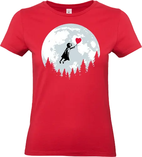 Girl with balloon flying - Banksy, moon, et, flying, balloon, girl with balloon, street art, valentines day, love - Standard T-Shirt (Women)